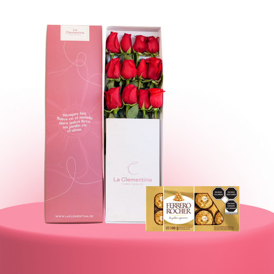 Caja 12 Rosas + Ferrero 8 und.