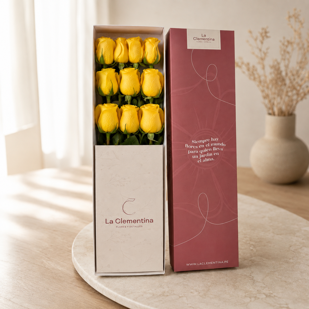 Caja 12 Rosas Amarillas